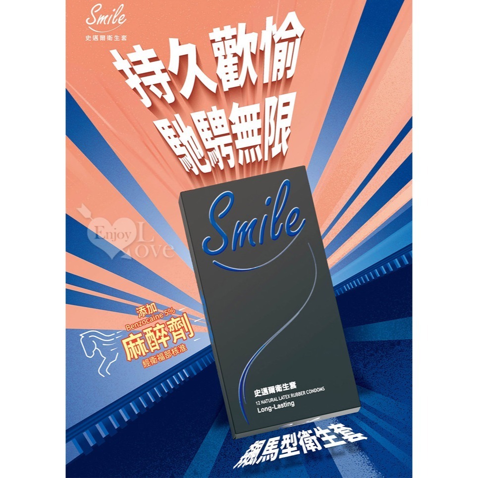 史邁爾Smile 飆馬型保險套❤持久保險套❤含麻醉劑-彪悍慢射【12入/盒】衛生套 安全套 避孕套 潤滑液 005183-細節圖2