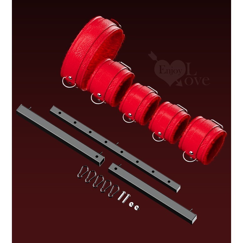 SM調教一字杆束縛 可拆卸伸縮三節鋼管【手腳.銬腳.脖套】毛絨內裡 分腿束縛 羞恥感 SM道具刑具情趣用品 003860-細節圖11