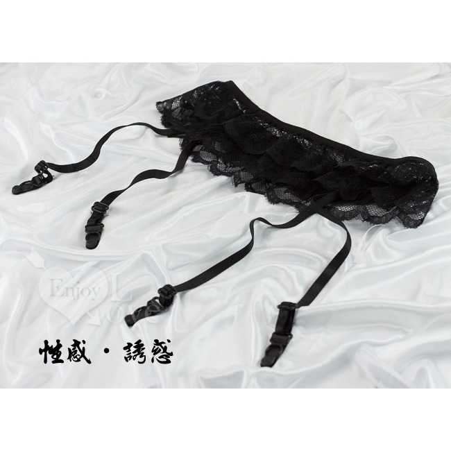 蕾絲吊襪帶 雙層花邊輕薄網紗蕾絲 俏麗動人火辣挑逗誘惑 32690-規格圖1