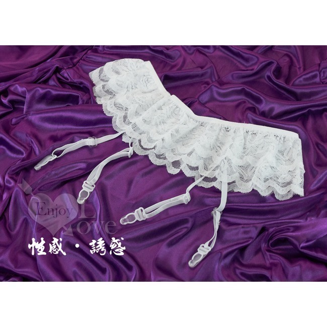 蕾絲吊襪帶 雙層花邊輕薄網紗蕾絲 俏麗動人火辣挑逗誘惑 32690-規格圖2