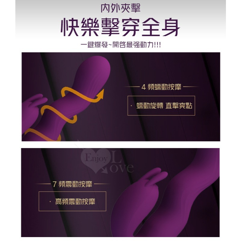 勞爾森瘋狂蠕動高潮按摩棒 兔耳強震跳蛋 攪動陰道深處 G點陰蒂刺激 內外夾擊入體震動自慰按摩器 女性情趣用品001973-細節圖4