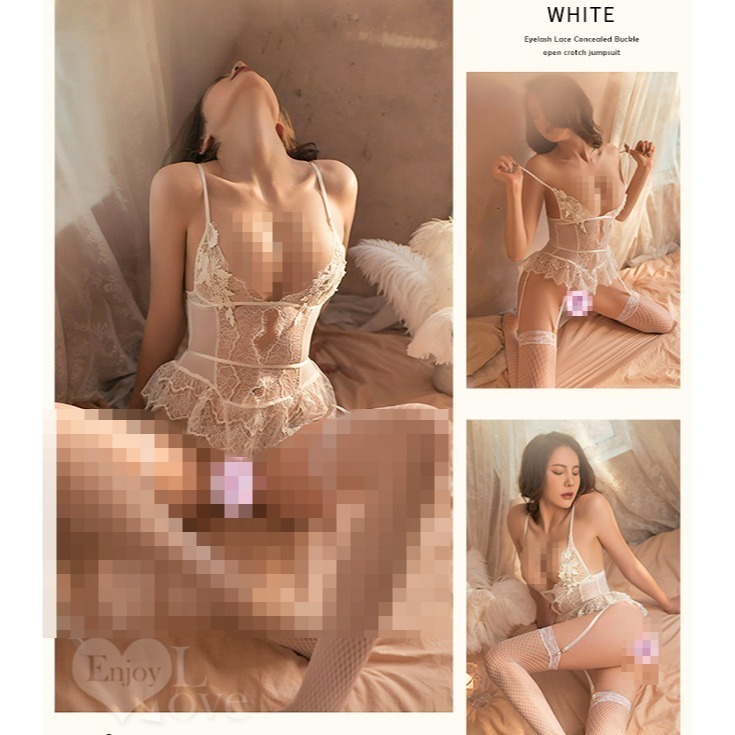 情趣吊襪帶 可開襠連身衣含網襪兩件組 睫毛蕾絲豐腴翹臀暗釦 性感露背 激情免脫 火辣誘惑 情趣睡衣 性感內衣 31836-細節圖11