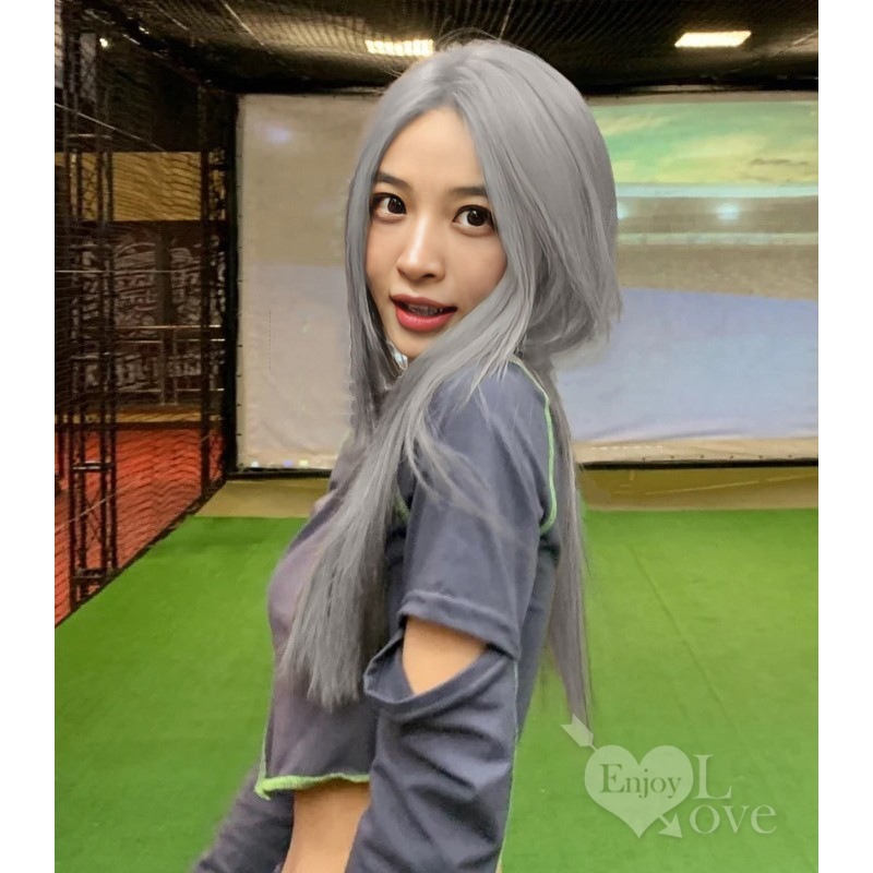 裝扮假髮 中分長直假髮【奶奶灰】男女通用假髮 角色扮演 網美直播 表演派對裝扮 男扮女 偽娘變裝 Cosplay-細節圖5