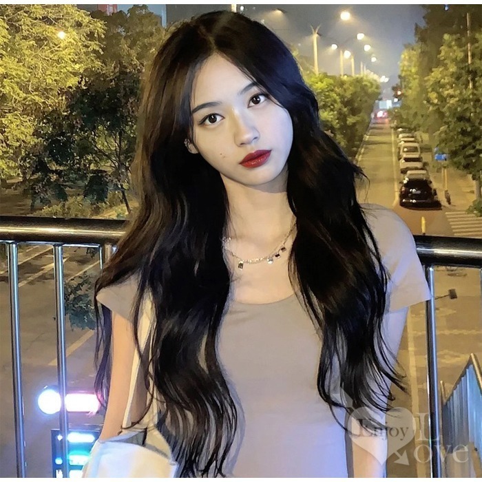 裝扮假髮 中分瀏海大波浪長捲髮【黑色】男女通用假髮 角色扮演 網美直播 表演派對裝扮 男扮女 偽娘變裝 Cosplay-細節圖6