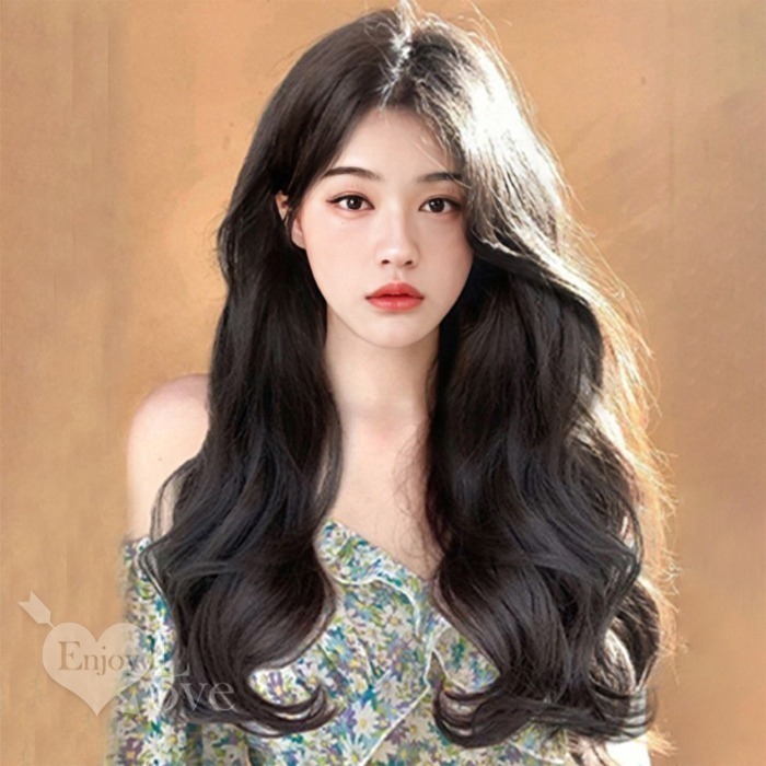 裝扮假髮 中分瀏海大波浪長捲髮【黑色】男女通用假髮 角色扮演 網美直播 表演派對裝扮 男扮女 偽娘變裝 Cosplay-細節圖5