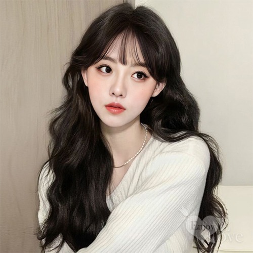 裝扮假髮 空氣瀏海大波浪長捲髮【黑色】男女通用假髮 網美直播 角色扮演 表演派對裝扮 男扮女 偽娘變裝 Cosplay-細節圖2