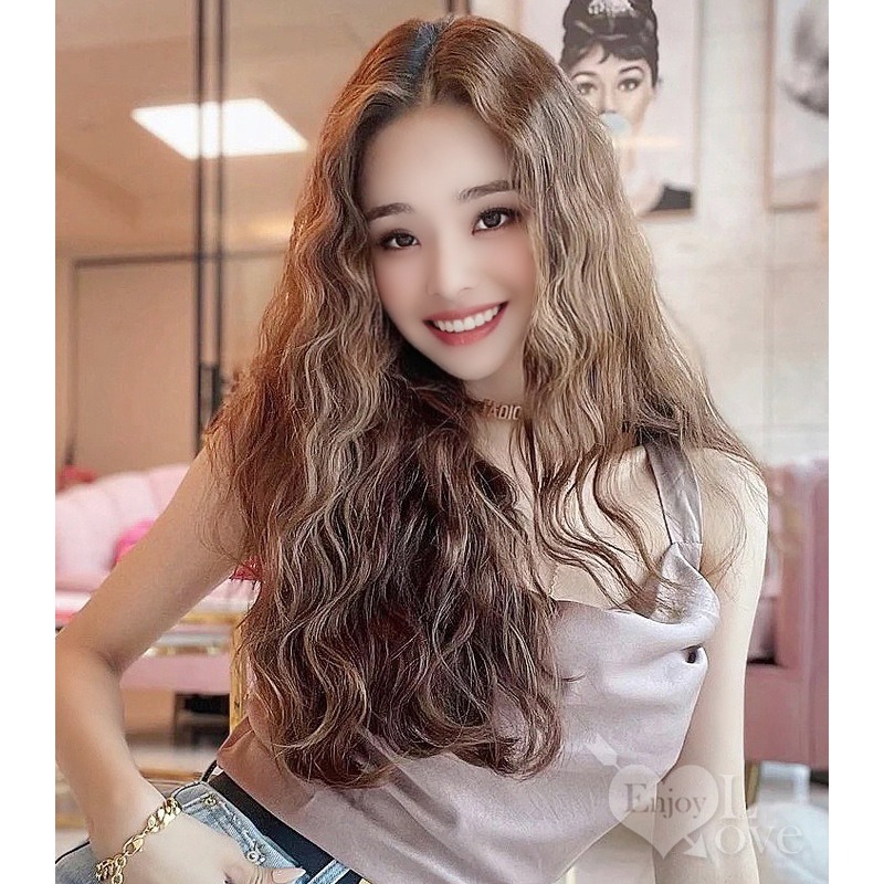 裝扮假髮 韓式羊毛卷中分波浪長捲假髮【深棕色】男女通用假髮 網美直播 角色扮演 表演派對裝扮 男扮女 偽娘變裝-細節圖2
