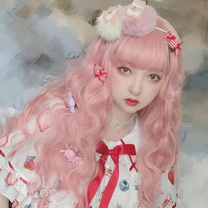 裝扮假髮 玉米燙長捲髮【淺粉色】可愛羊毛卷化纖全頭假髮 男女通用假髮 網美直播 角色扮演 表演派對裝扮 男扮女 偽娘變裝-細節圖2