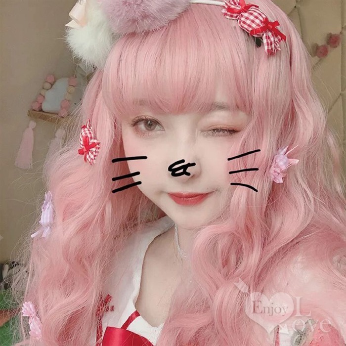 裝扮假髮 玉米燙長捲髮【淺粉色】可愛羊毛卷化纖全頭假髮 男女通用假髮 網美直播 角色扮演 表演派對裝扮 男扮女 偽娘變裝-細節圖3