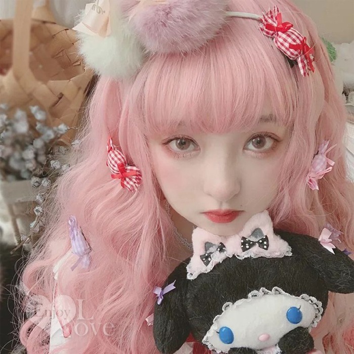 裝扮假髮 玉米燙長捲髮【淺粉色】可愛羊毛卷化纖全頭假髮 男女通用假髮 網美直播 角色扮演 表演派對裝扮 男扮女 偽娘變裝-細節圖4