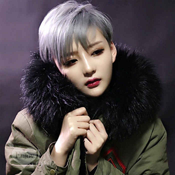 中性俐落短直髮假髮【奶奶灰】帥氣男女偽正太假髮 男女通用假髮 男扮女 角色扮演 舞會表演派對裝扮 網美直播 偽娘變裝-細節圖2