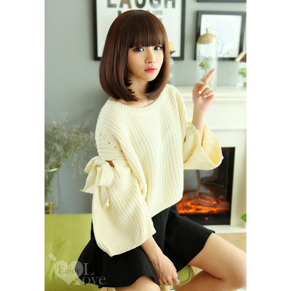 裝扮假髮 齊瀏海可愛Ｃ字內灣燙短直髮【淺棕色】男女通用假髮 網美直播 角色扮演 舞會表演派對裝扮 男扮女 偽娘變裝-細節圖3