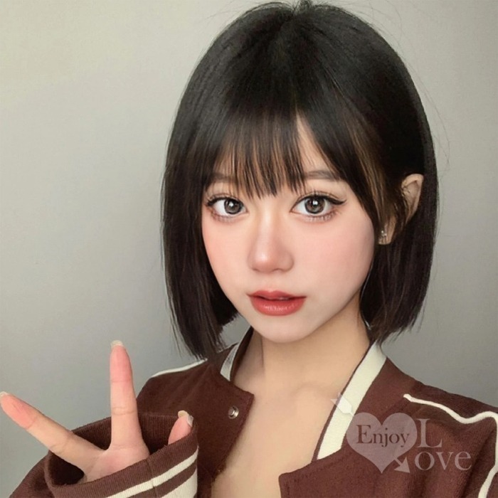 裝扮假髮 空氣瀏海一刀切短直髮【黑色】男女通用假髮 網美直播 角色扮演 表演派對裝扮 男扮女 偽娘變裝 Cosplay-細節圖3