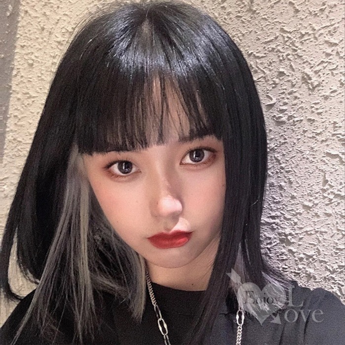 裝扮假髮 齊瀏海耳圈染雙色中短髮假髮【黑色+奶奶灰】男女通用假髮 網美網紅直播 角色扮演 表演派對裝扮 男扮女 偽娘變裝-細節圖7