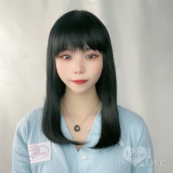 裝扮假髮 齊瀏海中長直髮【黑色】男女通用假髮 網美網紅直播 角色扮演 舞會表演派對裝扮 男扮女 偽娘變裝 Cosplay-細節圖4