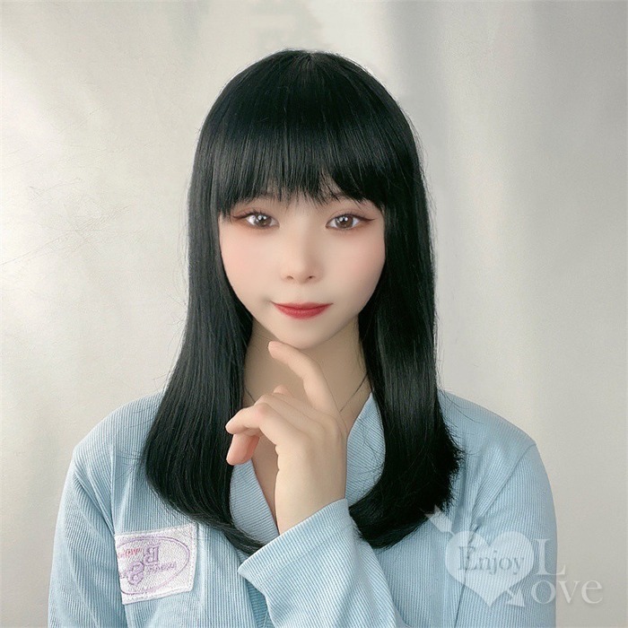 裝扮假髮 齊瀏海中長直髮【黑色】男女通用假髮 網美網紅直播 角色扮演 舞會表演派對裝扮 男扮女 偽娘變裝 Cosplay-細節圖2