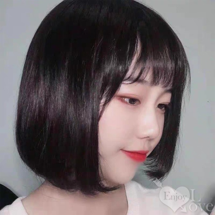 裝扮假髮 空氣瀏海可愛修臉假髮【黑色】bobo波波頭 網美網紅直播 男女通用假髮 舞會表演派對裝扮 男扮女 偽娘變裝-細節圖3
