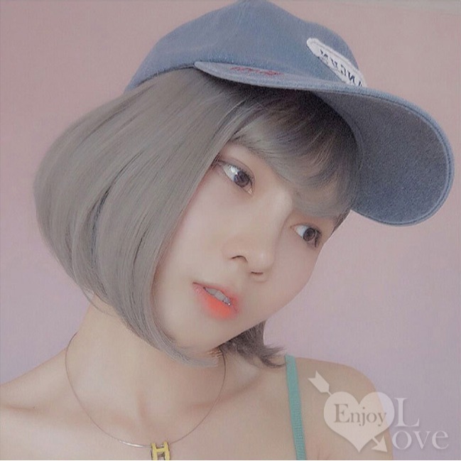 裝扮假髮 空氣瀏海C字內灣燙短直髮【奶奶灰】男女通用假髮 網美直播 角色扮演 舞會表演派對裝扮 男扮女 偽娘變裝-細節圖4