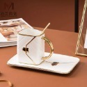 創意時尚包包造型菱格紋陶瓷花茶咖啡杯碟組結婚情人商務禮品馬克杯 (一杯一碟一勺）-規格圖10