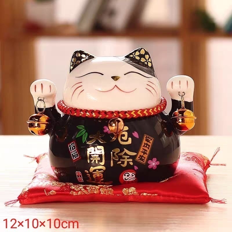 招財猫陶瓷擺件禮物開業店鋪收銀台家居客廳裝飾個人收藏品發財猫儲錢罐-細節圖9