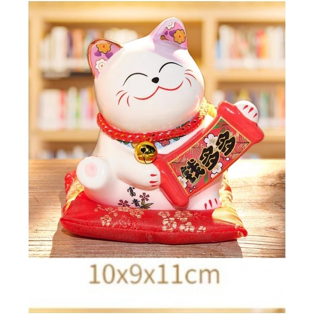 招財猫陶瓷擺件禮物開業店鋪收銀台家居客廳裝飾個人收藏品發財猫儲錢罐-規格圖11