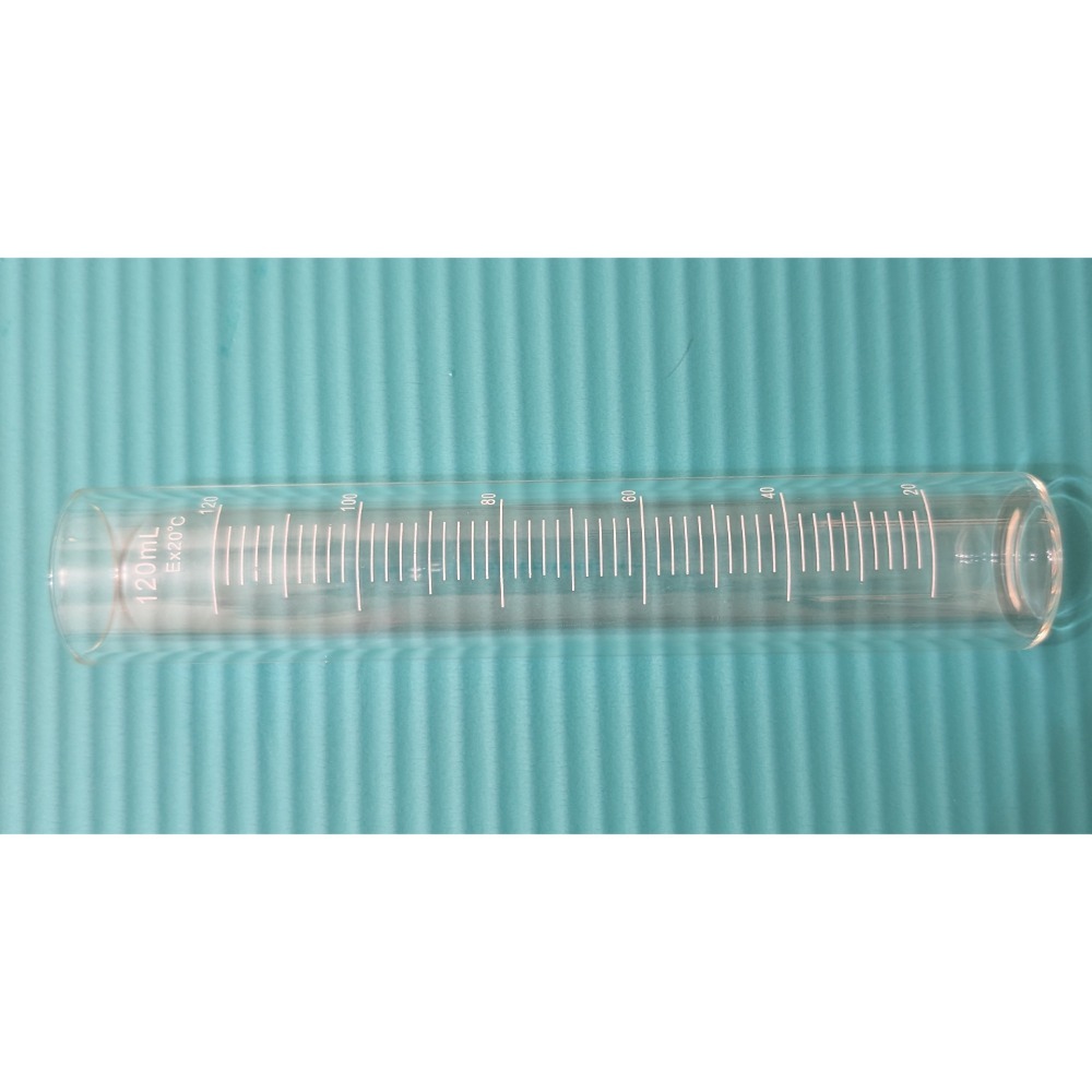 有刻度玻璃試管量筒 120ml玻璃管厚度3mm外徑37mm長度200mm平底-細節圖2