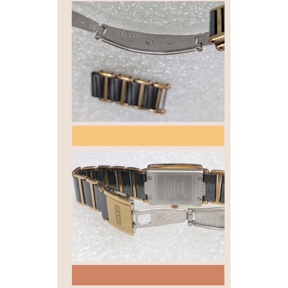 瑞士雷達表永不磨損RADO DiaStar鑽星系列防刮防水高科技陶瓷錶鍊兩顆鑽石英黑金方形女腕錶創新耐用風格獨特-細節圖5