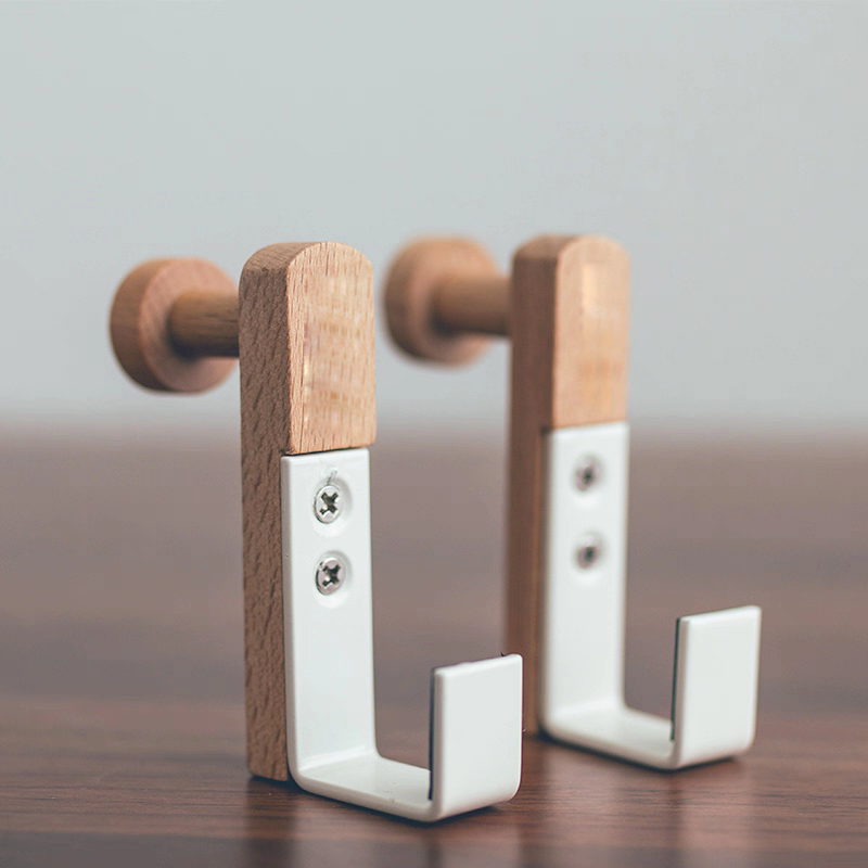 日式厨櫃衣櫃門後抽屜免打孔背掛式鐵藝實木衣服毛巾抹布包包掛鉤-細節圖2