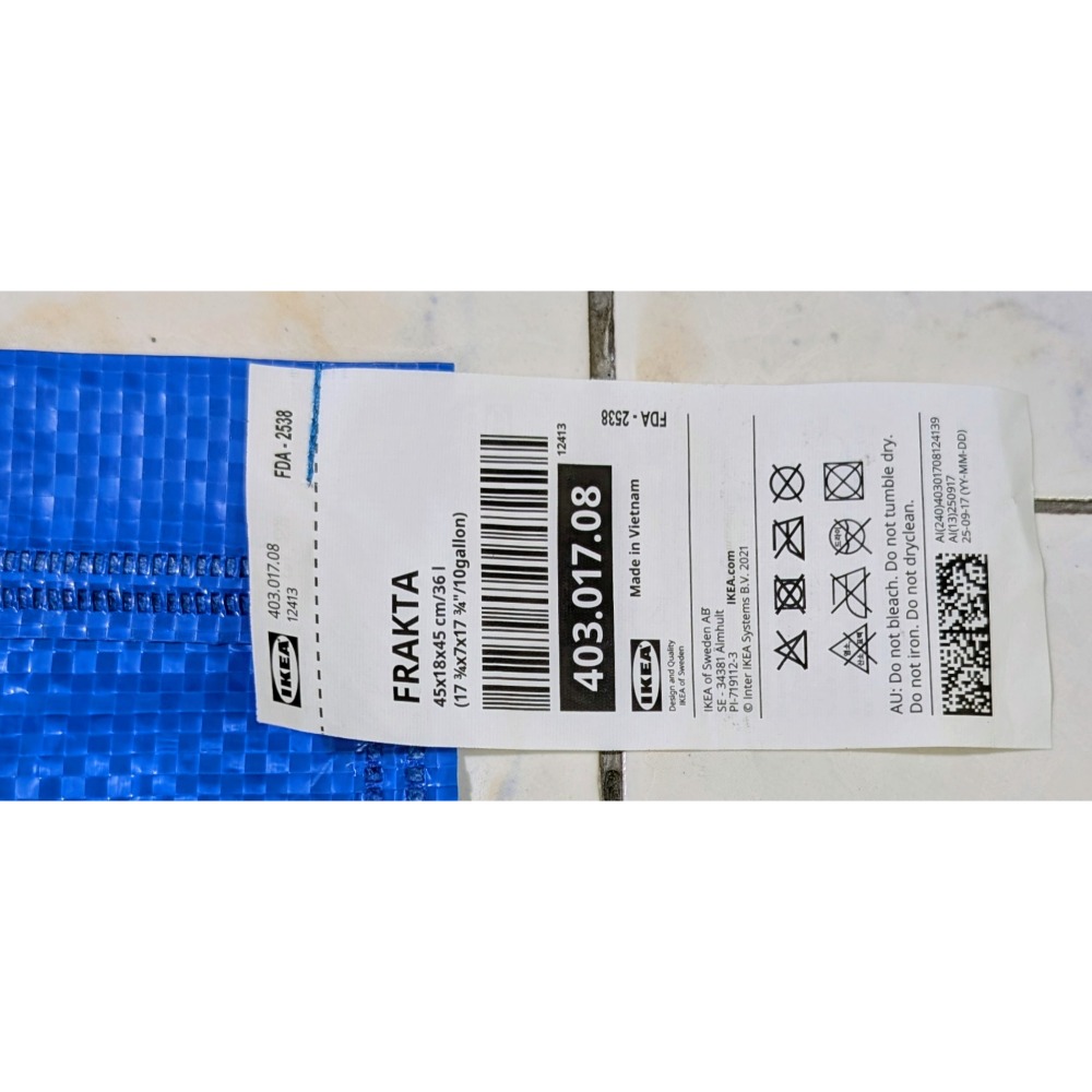 轉售IKEA FRAKTA平價環保購物袋經典藍色45×18×45公分/36公升-細節圖4