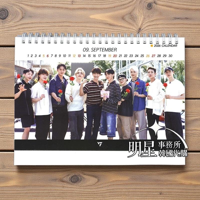 韓國進口 SEVENTEEN SVT 全圓佑 權順榮 尹淨漢 文俊輝 年曆 2026 ~ 2027 桌曆台曆-細節圖3
