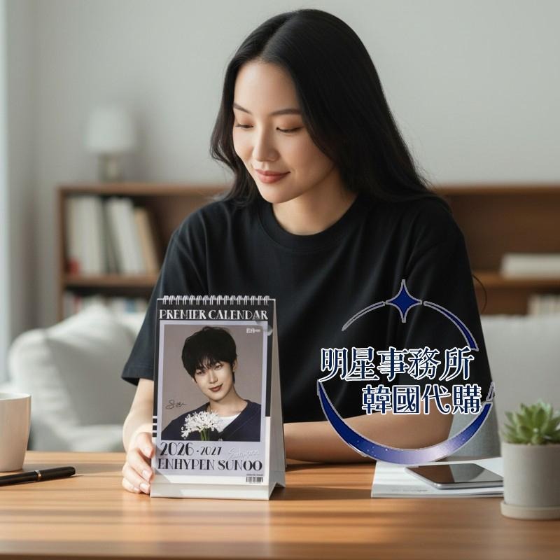 韓國桌曆 ENHYPEN SUNOO 金善禹 2026 ~ 2027 年曆 直立式照片桌曆台曆＋貼紙-細節圖4