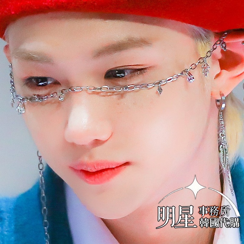 韓國進口 ASMAMA正品 SKZ Stray Kids Felix 李龍馥同款復古羽毛長鏈耳環 韓國耳環 耳夾耳環-細節圖2