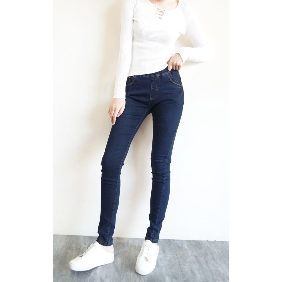 高腰鬆緊 韓版超彈顯瘦 牛仔長褲 彈性鬆緊腰 ins素色百搭 長腿美尻 休閒長褲 小腳褲【655-783】S~XL-細節圖8