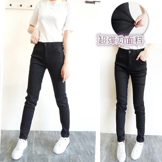高腰顯瘦彈性黑褲 小中大尺碼 超彈力小直筒 上班黑褲 ins素黑舒適百搭 休閒長褲 黑褲【553-653】S~3L-細節圖2