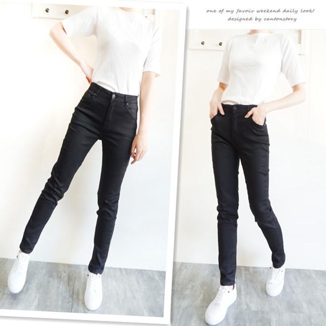 高腰顯瘦彈性黑褲 小中大尺碼 超彈力小直筒 上班黑褲 ins素黑舒適百搭 休閒長褲 黑褲【553-653】S~3L-細節圖3