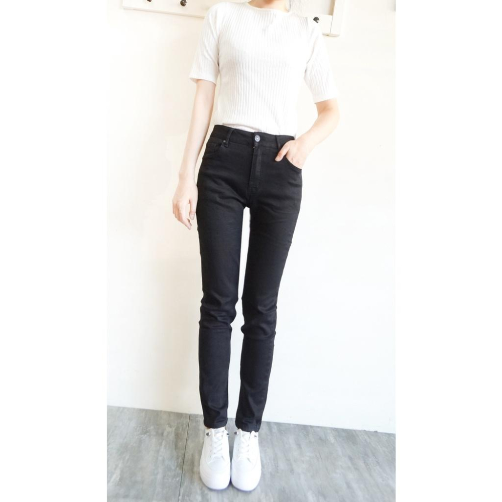 高腰顯瘦彈性黑褲 小中大尺碼 超彈力小直筒 上班黑褲 ins素黑舒適百搭 休閒長褲 黑褲【553-653】S~3L-細節圖5