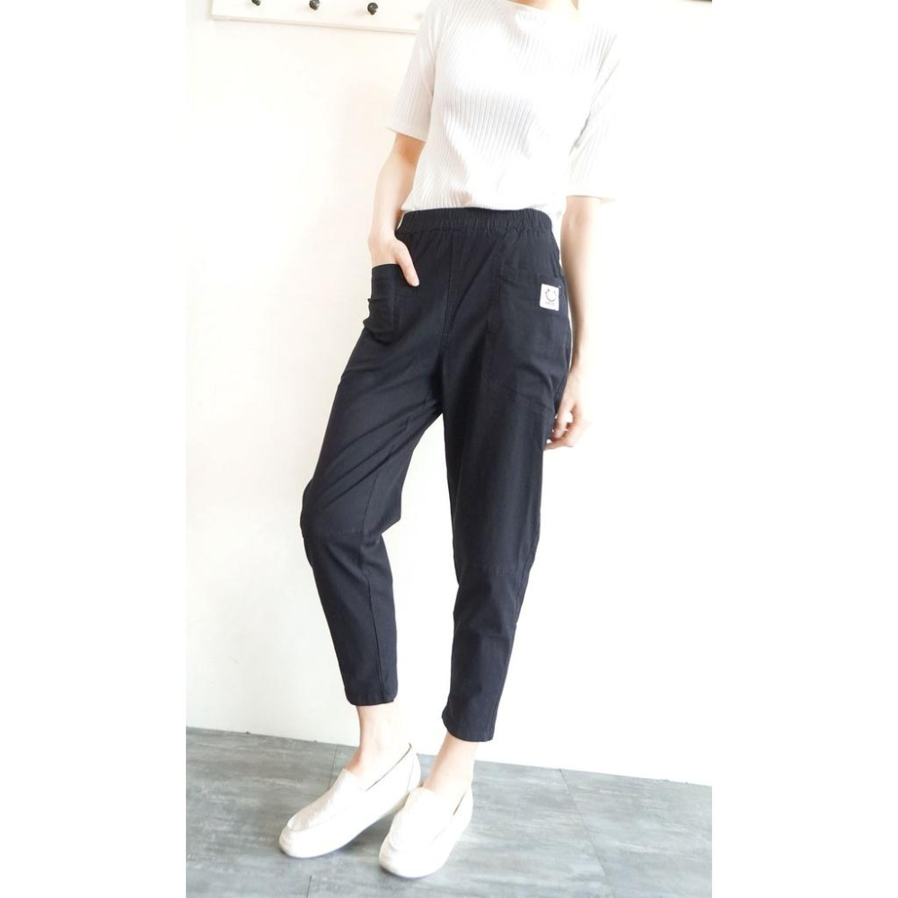 高腰鬆緊 休閒棉麻哈倫褲 寬鬆舒適 彈力顯瘦 素色百搭 春夏必備 薄款長褲 【253-612】M~2L(卡其、黑兩色)-細節圖5