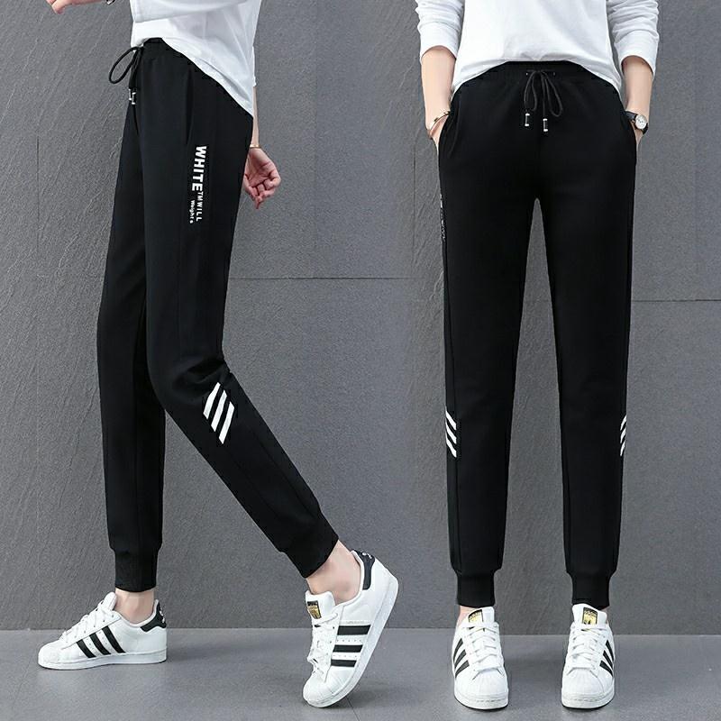 台灣現貨 高腰顯瘦束口褲 女生縮口褲 休閒褲女 運動長褲 鬆緊褲頭抽繩 彈力透氣  哈倫褲【454-980】S~2L-細節圖5