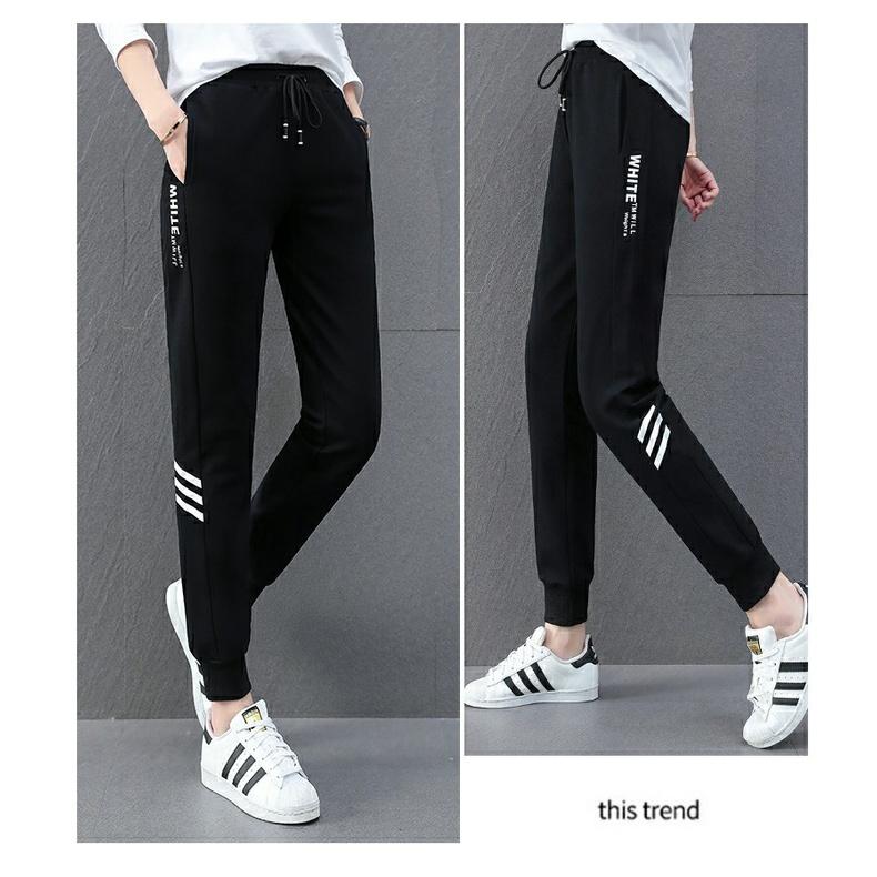 台灣現貨 高腰顯瘦束口褲 女生縮口褲 休閒褲女 運動長褲 鬆緊褲頭抽繩 彈力透氣  哈倫褲【454-980】S~2L-細節圖6