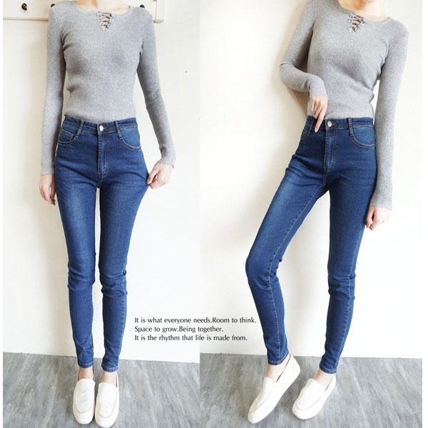 保暖磨毛 彈力顯瘦牛仔褲 顯瘦素色百搭 冬天必備保暖褲 磨毛長褲 彈性小腳褲 【731-307】S~XL-細節圖2