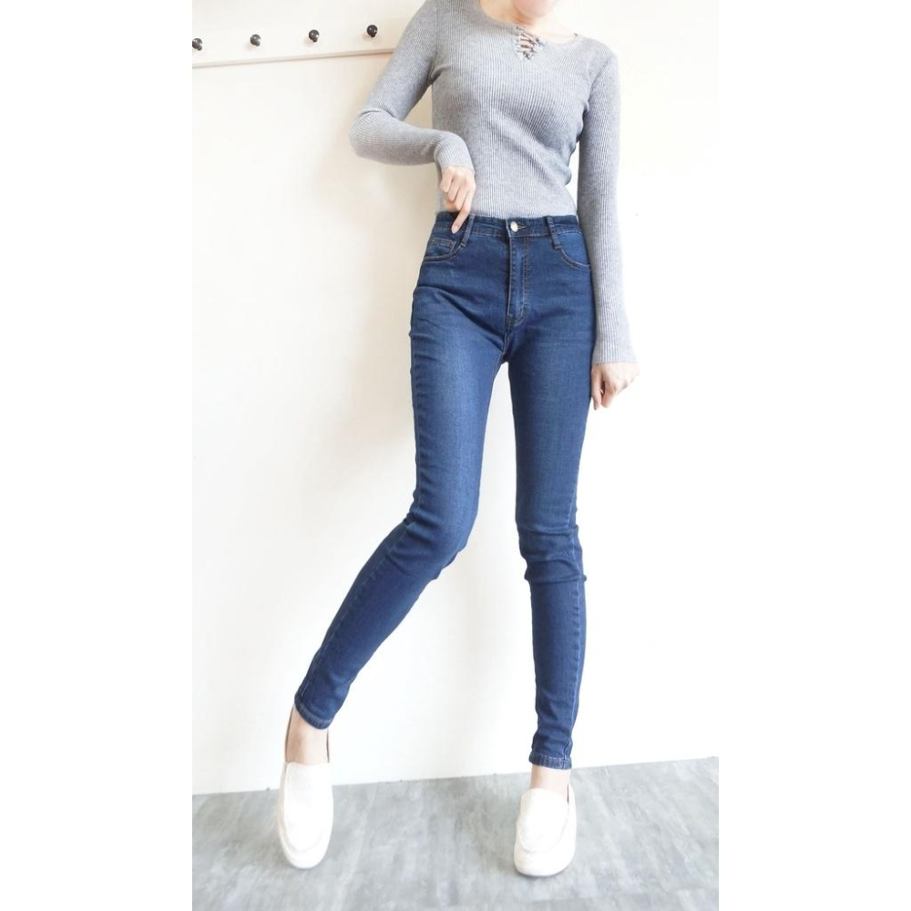 保暖磨毛 彈力顯瘦牛仔褲 顯瘦素色百搭 冬天必備保暖褲 磨毛長褲 彈性小腳褲 【731-307】S~XL-細節圖7