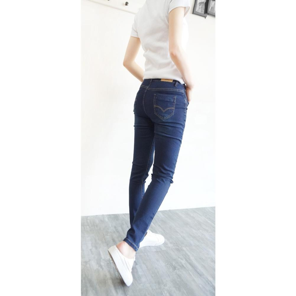 中大尺碼 中腰牛仔褲 彈力顯瘦 牛仔褲女 牛仔長褲 素面百搭 ins潮流 修身長腿 休閒長褲【535-779】M~3L-細節圖7