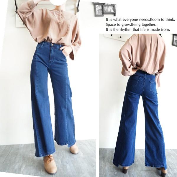韓版寬褲 高腰顯瘦 牛仔寬褲 闊腿褲 牛仔褲 復古A字 長腿 彈力挺版 休閒長褲 老爹褲【921-398】S~L-細節圖2