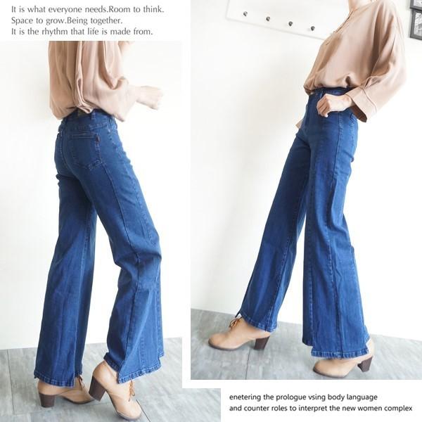 韓版寬褲 高腰顯瘦 牛仔寬褲 闊腿褲 牛仔褲 復古A字 長腿 彈力挺版 休閒長褲 老爹褲【921-398】S~L-細節圖3