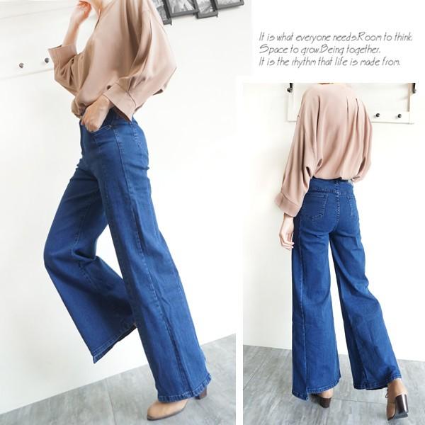 韓版寬褲 高腰顯瘦 牛仔寬褲 闊腿褲 牛仔褲 復古A字 長腿 彈力挺版 休閒長褲 老爹褲【921-398】S~L-細節圖4
