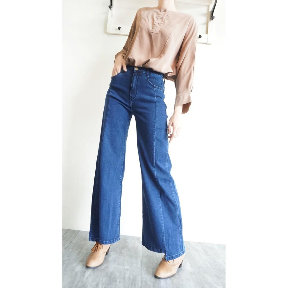 韓版寬褲 高腰顯瘦 牛仔寬褲 闊腿褲 牛仔褲 復古A字 長腿 彈力挺版 休閒長褲 老爹褲【921-398】S~L-細節圖5