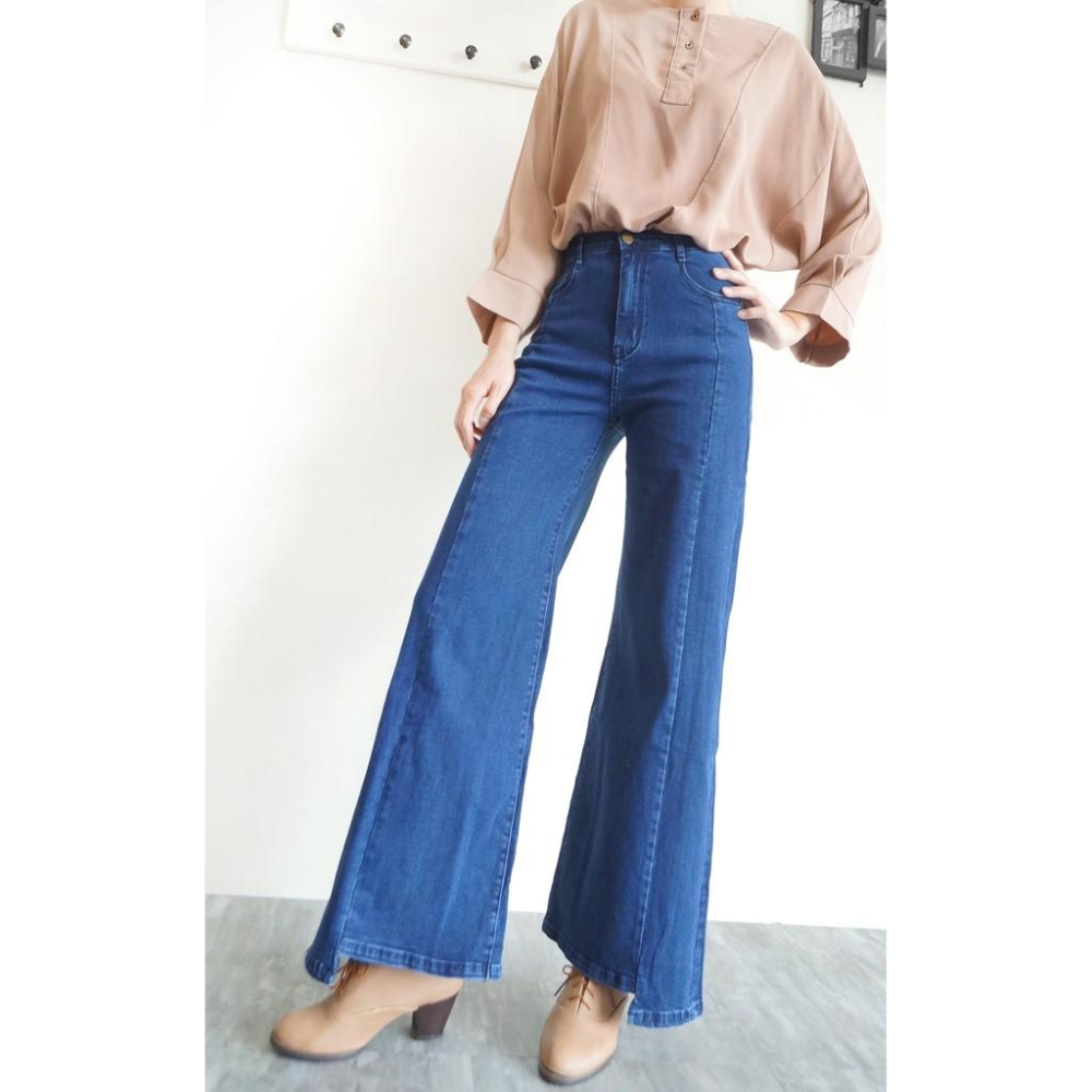 韓版寬褲 高腰顯瘦 牛仔寬褲 闊腿褲 牛仔褲 復古A字 長腿 彈力挺版 休閒長褲 老爹褲【921-398】S~L-細節圖6