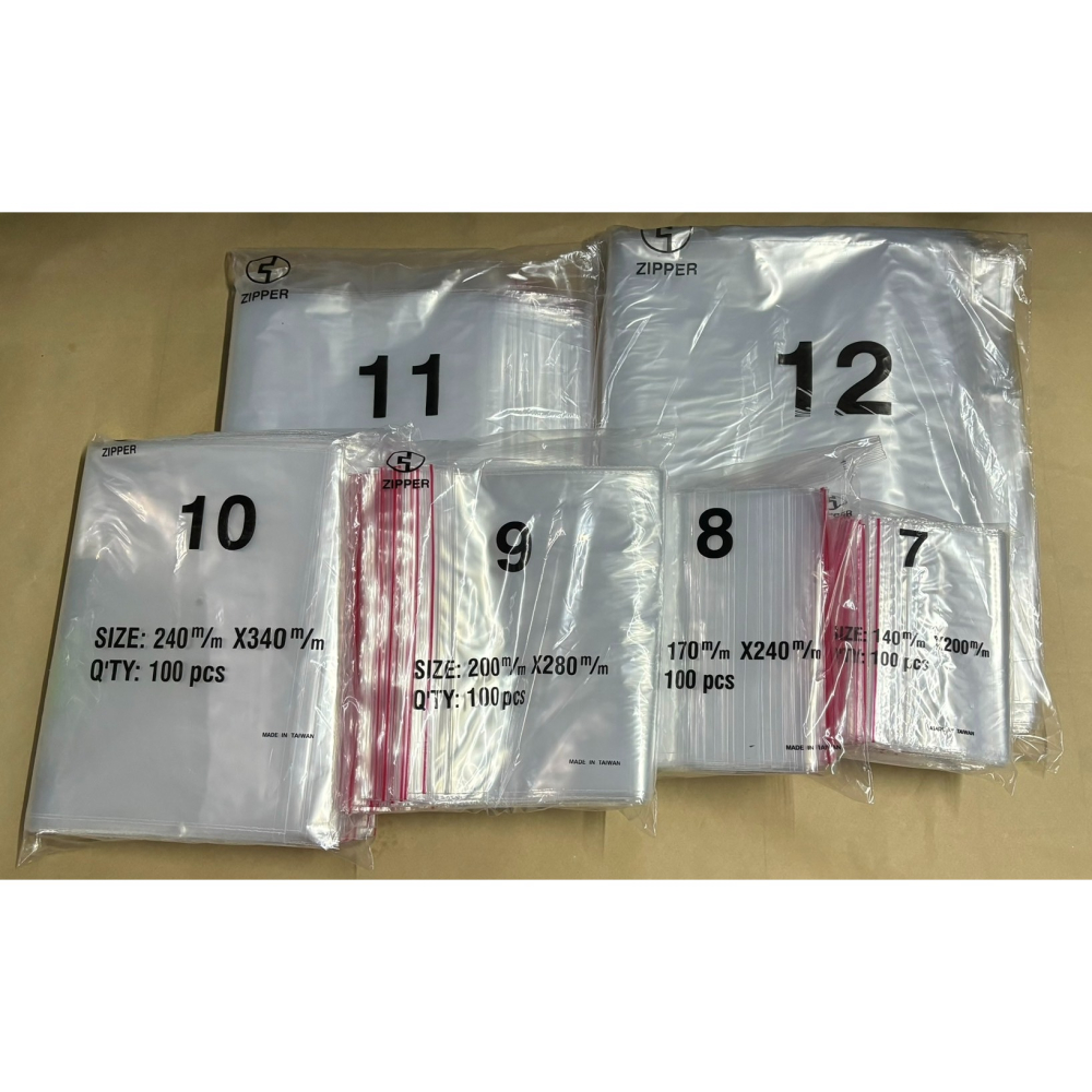 (7號~12號)ZIPPER 台灣製夾鏈袋 夾鍊袋 夾鏈袋子 袋子 夾鏈 透明夾鏈袋 100入 PE 夾鍊袋-細節圖2