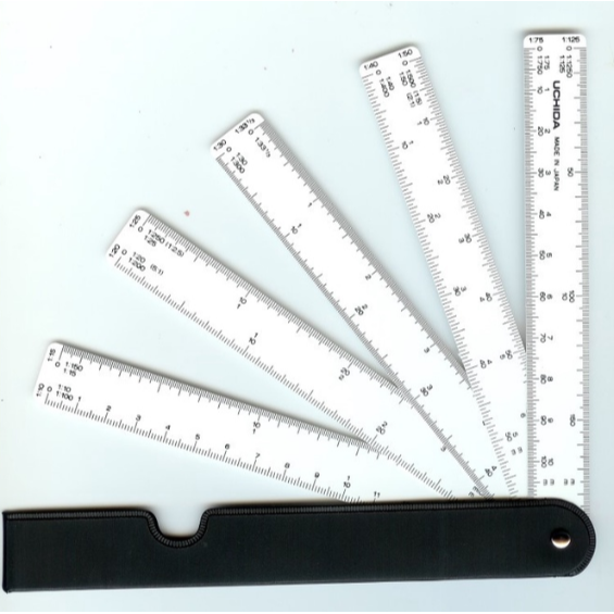 振昌文具 - 日本 UCHIDA 內田 製圖用 攜帶型 扇形比例尺、比例尺 (15cm) 扇型-細節圖2