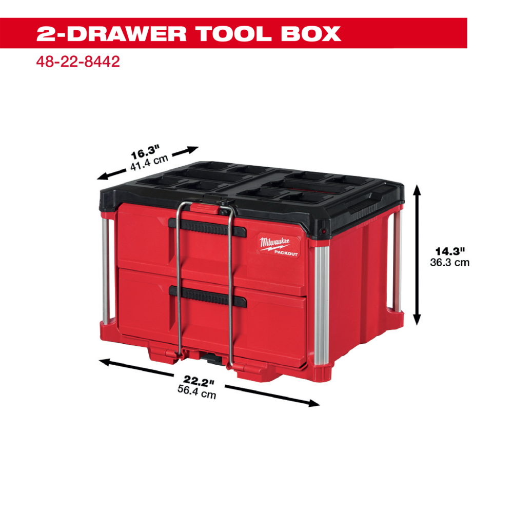 【Milwaukee 美沃奇】48-22-8442 配套抽屜收納箱-2抽 抽屜收納箱-細節圖6